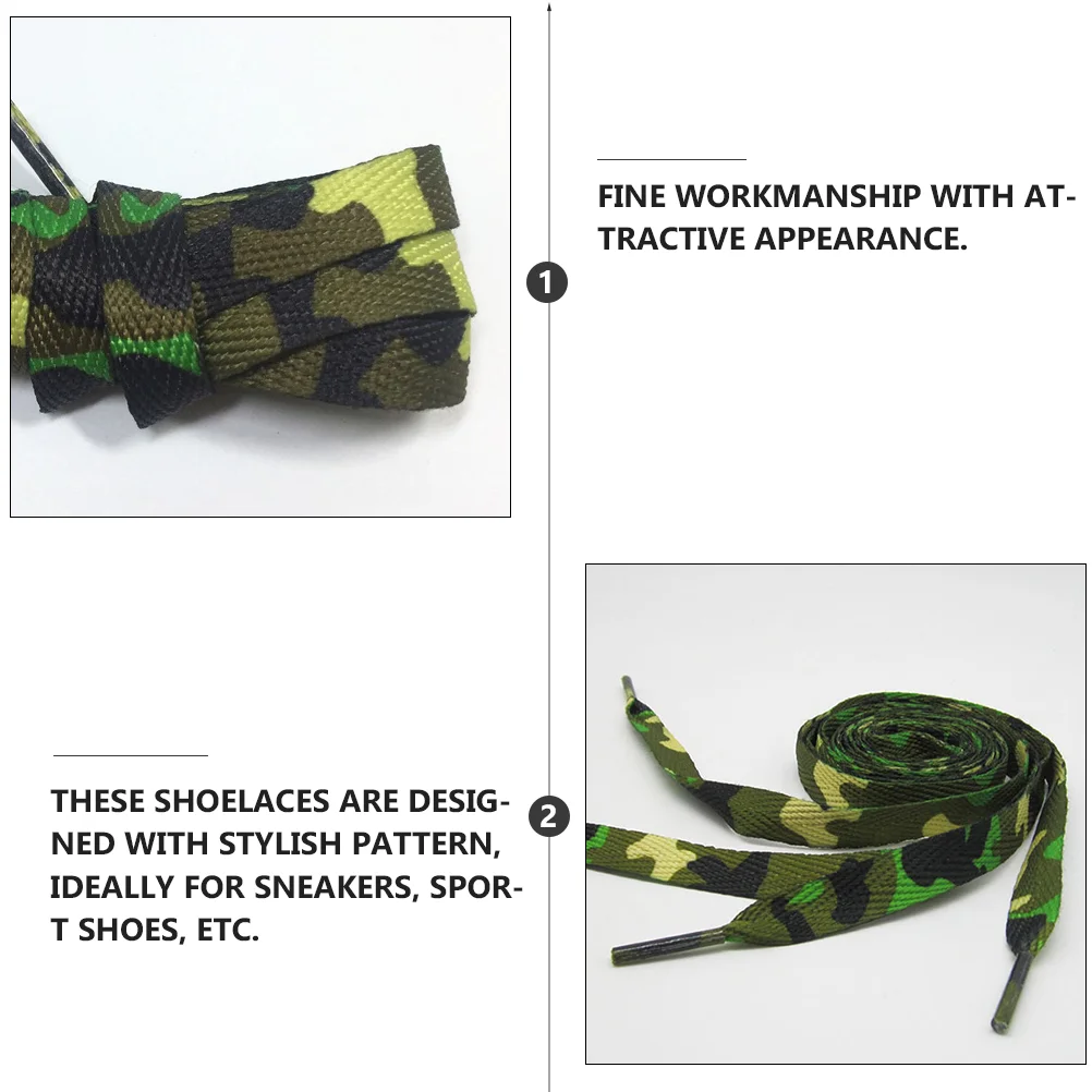 3 Pairs Men's and Women's Camouflage Shoelaces Polyester Chic Shoestring Fashion Printing