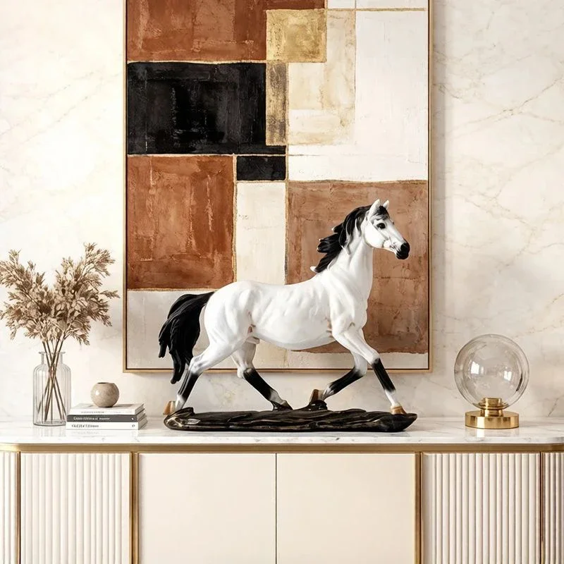 Creative Simulation Horse Mascot Ornaments Desk Decoration Abstract Handicrafts Horse Resin Sculpture Room Aesthetic Decor