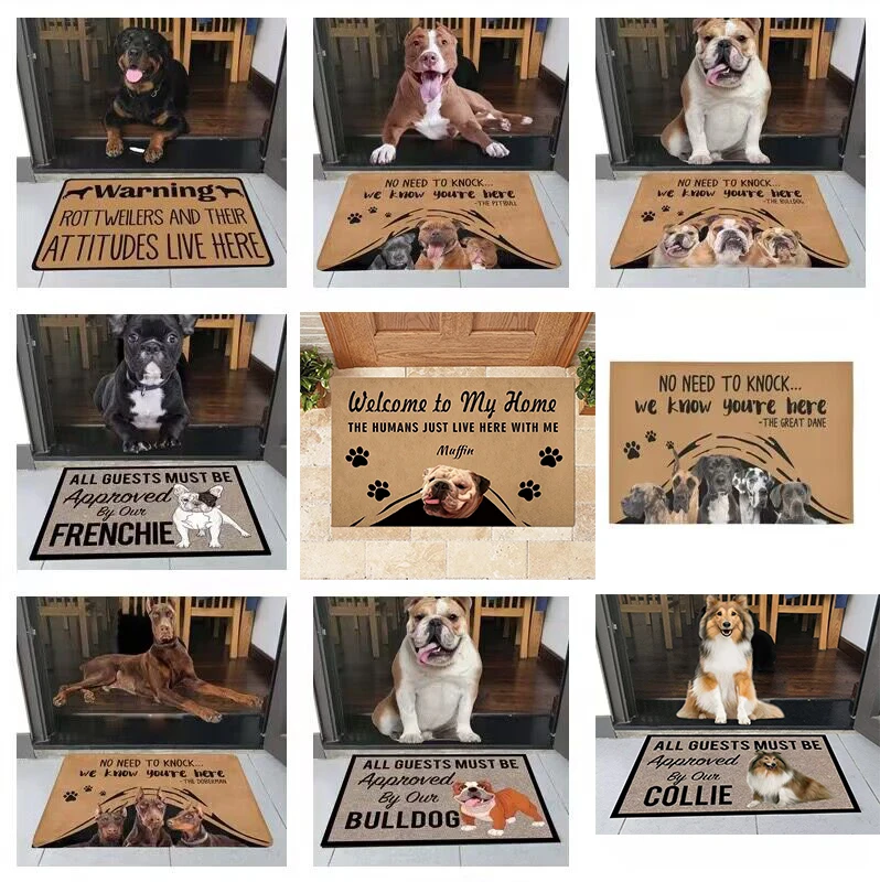 

현관매트 Dog Door Mat 발매트 Carpet "No Need To Knock" German Shepherd Doormat Foot Room Non Slip Floor Mat Entryway Rug Home Decor