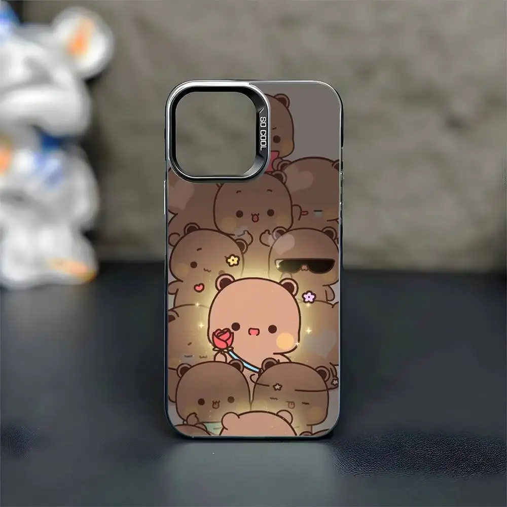 حافظة هاتف مضحكة لطيفة BuBu DuDu لهاتف iPhone17,16,15,14,13,12,11 Plus، Pro Max غطاء أسود غير لامع مقاوم للصدمات