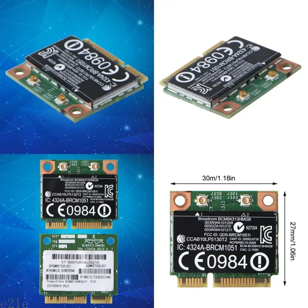 

E21E 802.11b/g/n WiFi BT Wireless Half Mini PCI-E Card for HP BCM94313HMGB