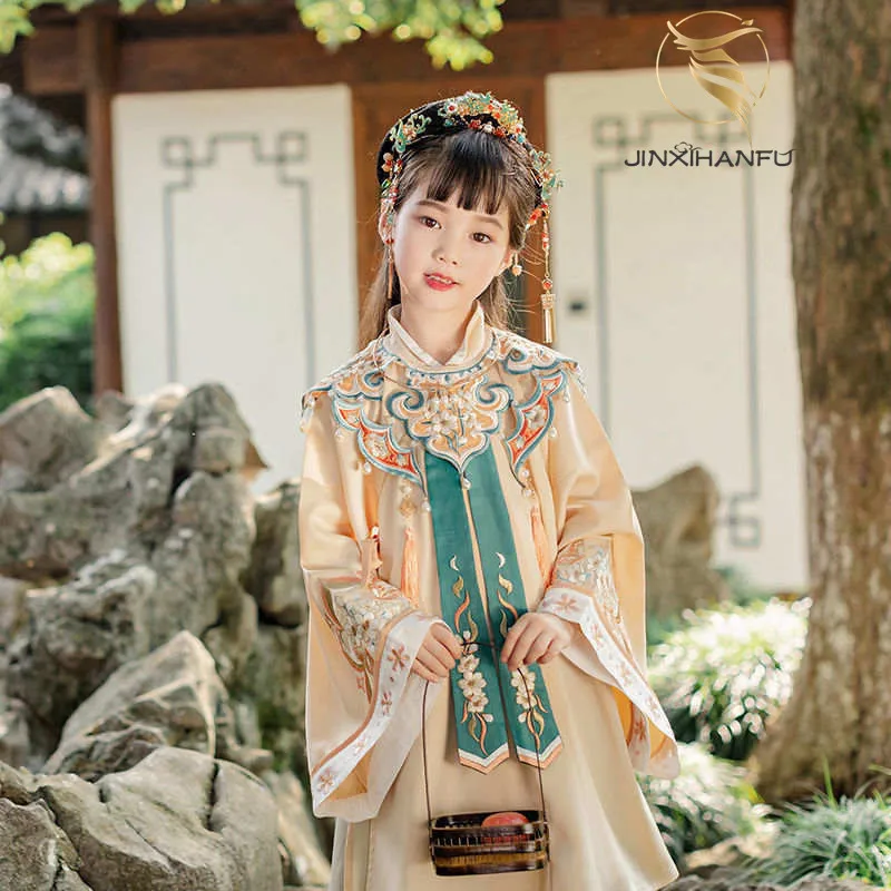 

JINXI HANFU Оригинальный дизайн для детей, девушки Hanfu Роскошная древняя ТВ-серия, художественная фотография, сценическое шоу, Сказочная одежда для детей