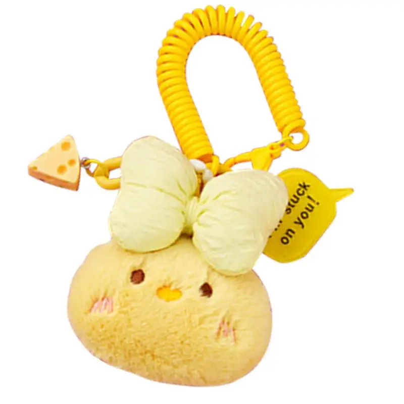 Plush Keychain Pendants Bag Charm With Cute Cartoon Style Chick Image Backpack Accessory Key Pendant For Family Friends Children