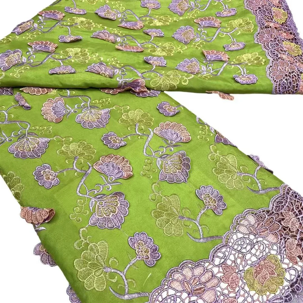 

5yard African Swiss Voile Lace Fabric Green Material 3D Follower 100%Cotton Embroidery Popular Dubai Style For Party Dress H62-1