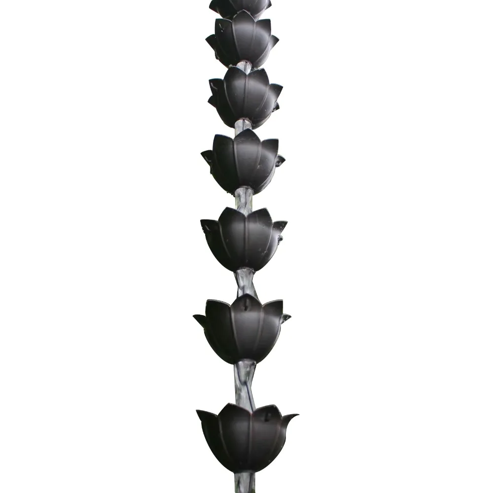 

Custom Black Lotus Large Cups Copper Rain Chain Outdoor Decorative