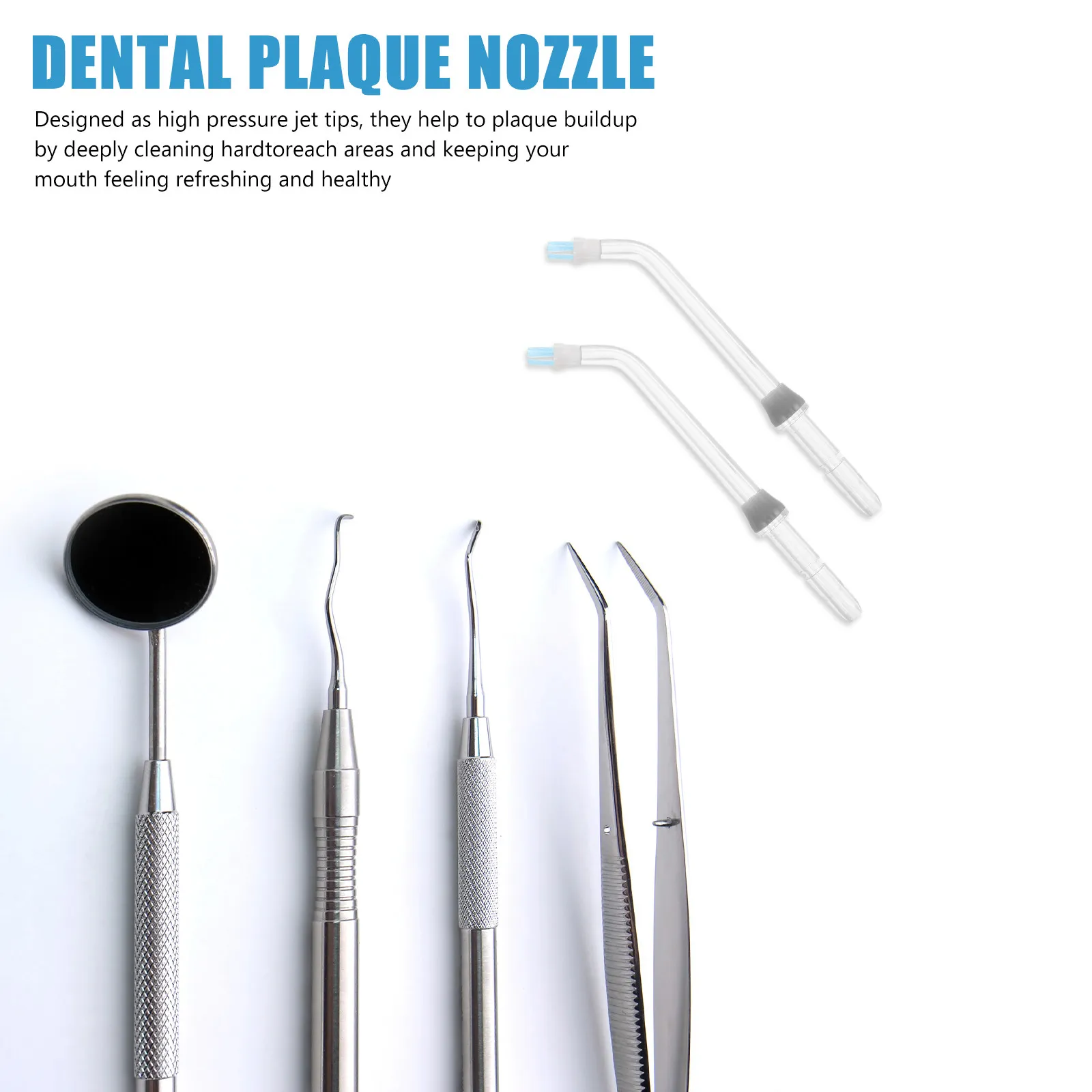 2Pcs Water Flosser Nozzle Tips for Oral Irrigator – High-Pressure Dental Jet Replacement, Home & Travel Use