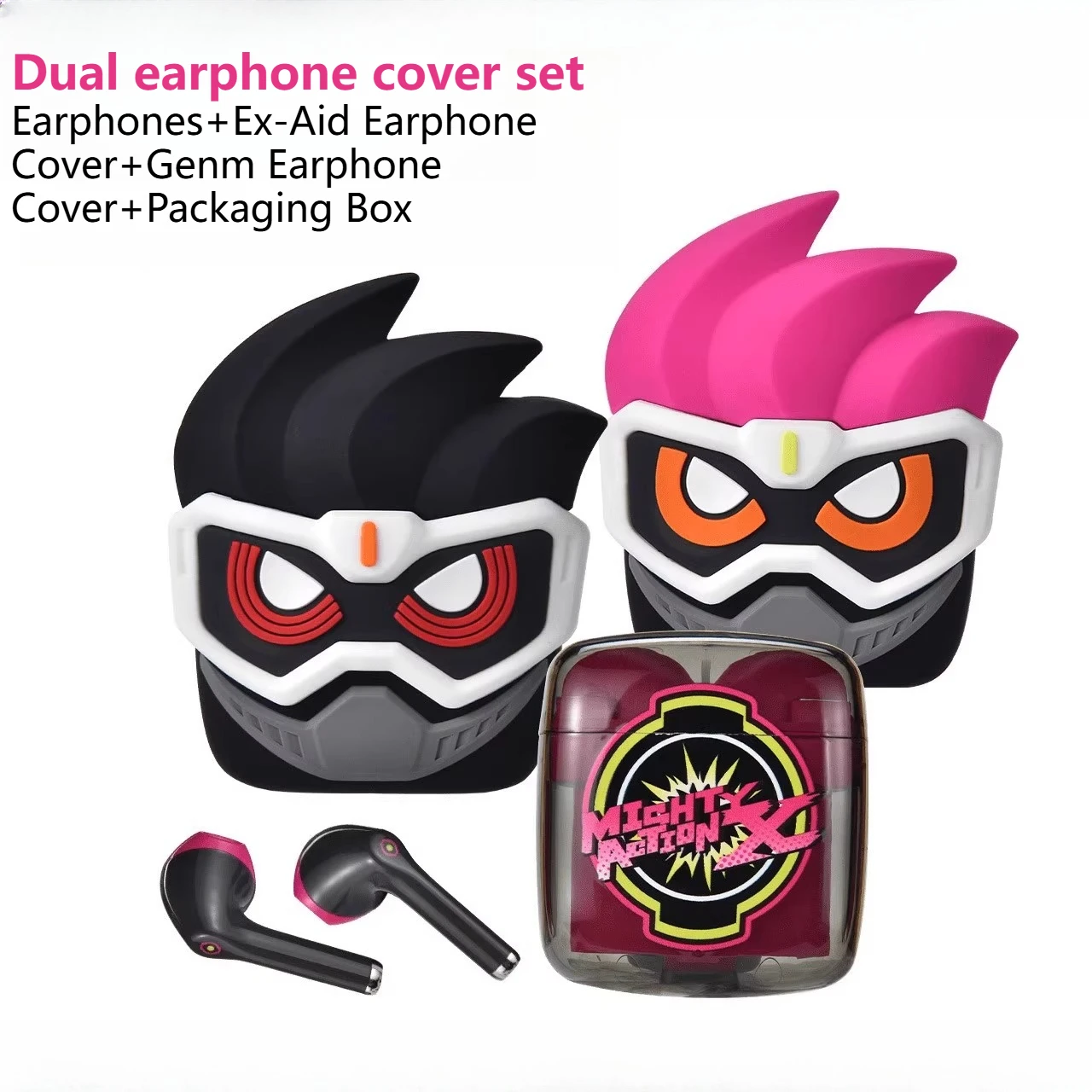 Kamen Rider Zangetsu Gaim Dual earphone cover Bluetooth Earphones Noise Sport Music Game Long Battery Life Gift