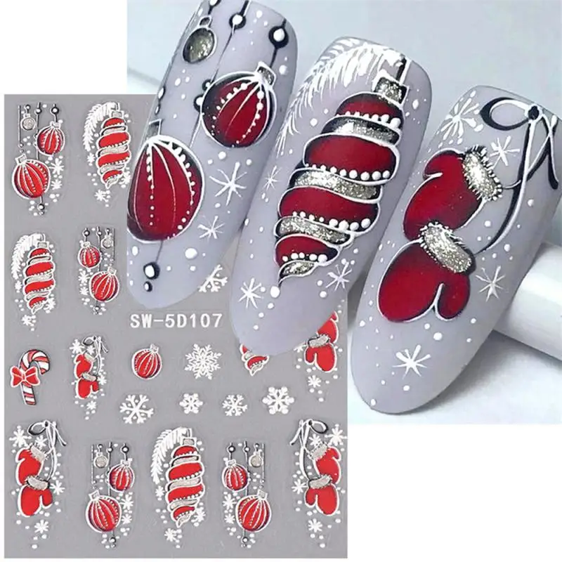 1~4PCS Anaglyph Nail Stickers Perfect For Christmas Manicure Lovely Nail Stickers Fashion Nail Art Decoration