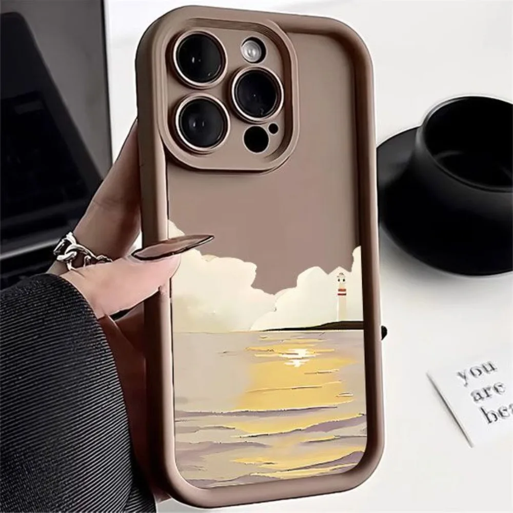 

Lighthouse, Clouds, Ocean phone case for iPhone 16 15 14 13 12 11 Pro/ Max/Plus shock-proof rear cover anti-fingerprint