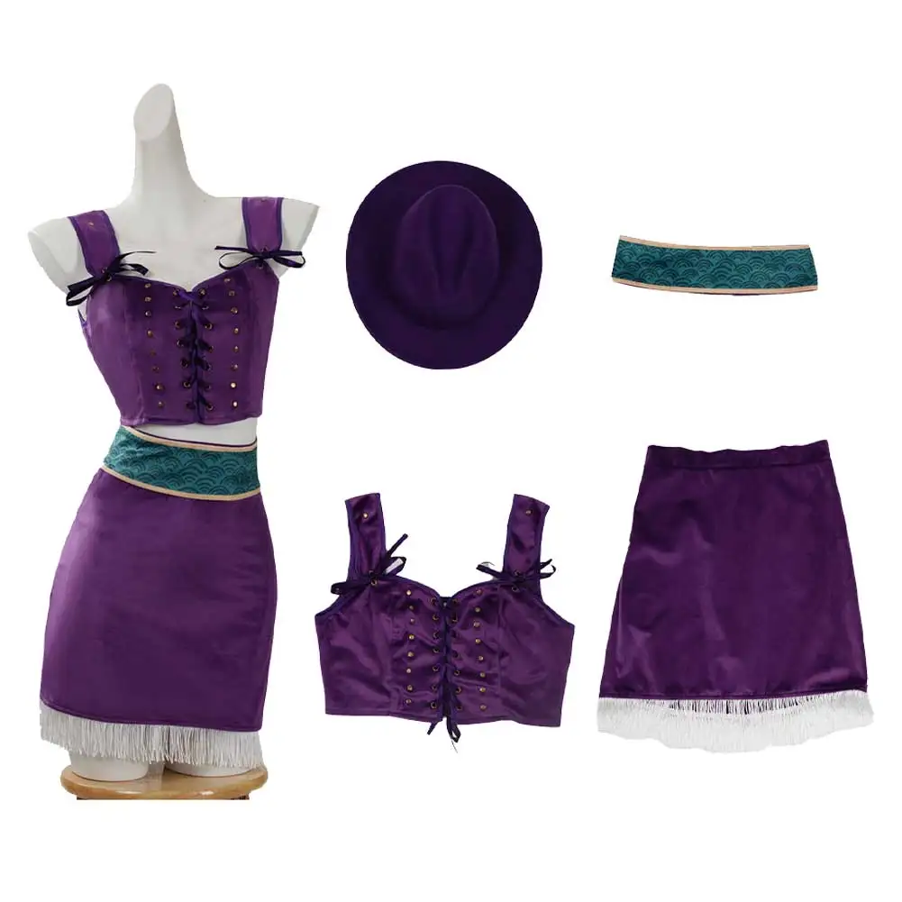 Nico Robin Cosplay Costume Anime Pirate Outfit Coat Cowboy Hat Top Skirt Adult Women Girl Halloween Carnival Fancy Dress Disguis view 5
