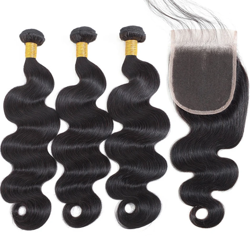 12A بالجملة البورمية الشعر البشري حزمة مع 4x4 الدانتيل إغلاق الجسم موجة اللون الطبيعي عذراء الشعر نسج حزم للنساء السود #2