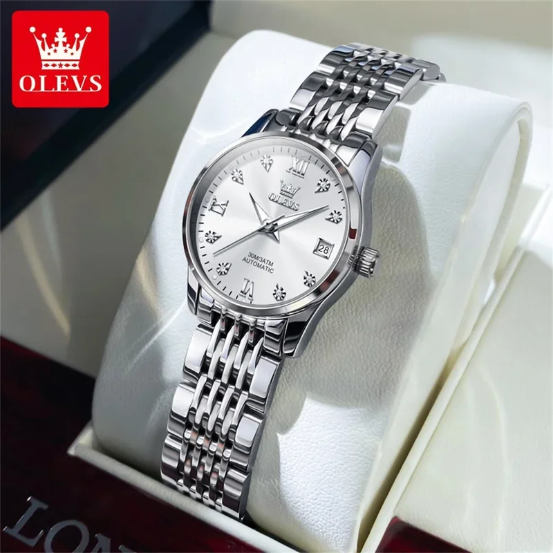 

Olevs 6673 fashion automatic mechanical watch women luxury waterproof luminous elegant woman watches date clock