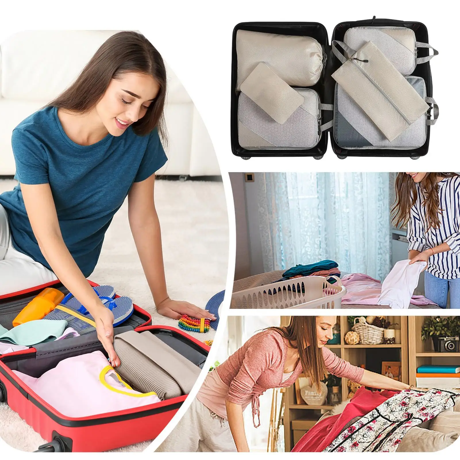 

Дорожные компрессионные сумки, компрессионные дорожные сумки для багажа, органайзер для багажа, 6 шт., для чемодана, одежды, обуви, одеял