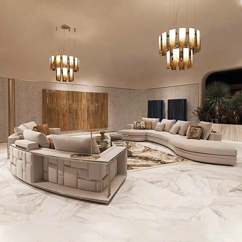 Leather Sofa Bed Custom Modern Combination 7 Seat Sectional Living Room Furniture Set Luxury Design