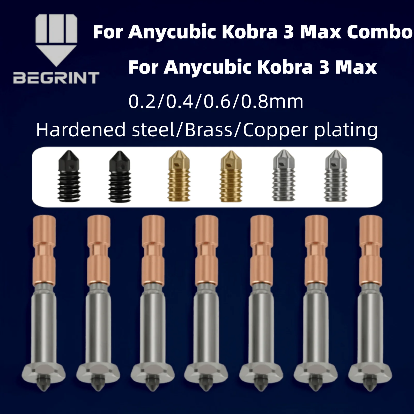 新しいアップグレードノズル Anycubic Kobra 3 Max ホットエンド用取り外し可能なバイメタル硬化鋼ノズル Kobra 3 Max ヒーターアクセサリー用
