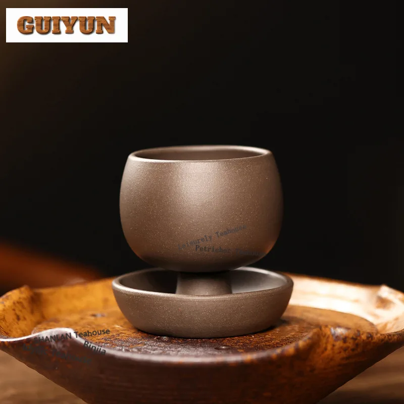 

140 мл вращающаяся чайная чашка Исин из фиолетовой глины, бутик, чайная чаша, набор чайных чашек, чашка для дегустации чая, чашки для запаха, чашки Chazhan Master, чайная посуда