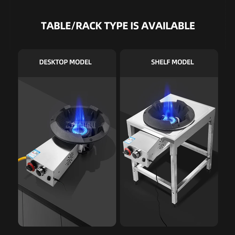 Table de cuisson à gaz commerciale à économie d'énergie, réchaud simple en acier inoxydable de bureau, basse pression, feu féroce