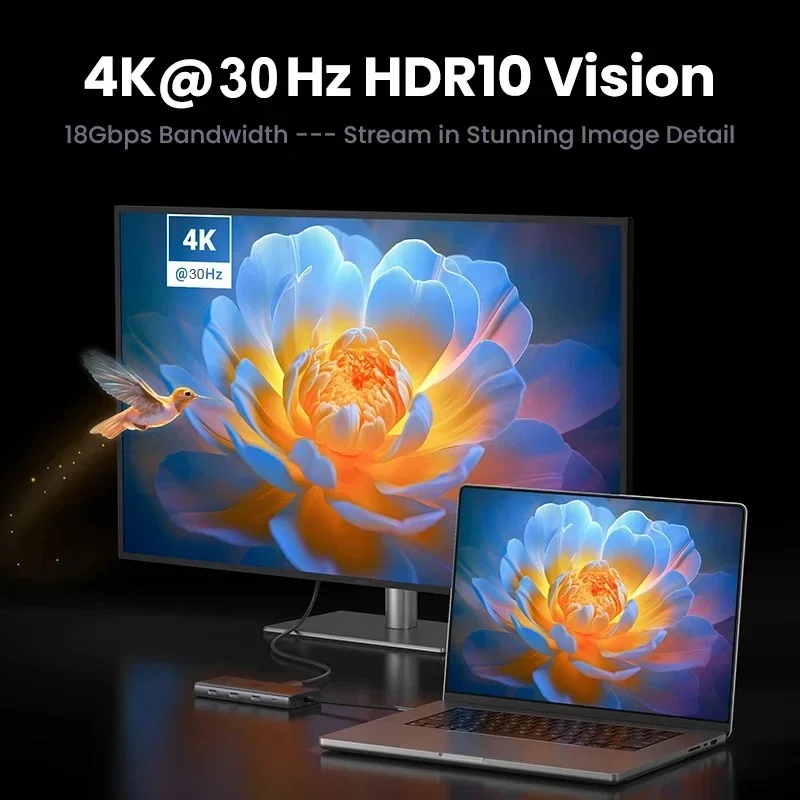 KEBIDUMEI USB C Hub 9 in 1 Docking Station with 4K HDMI USB 3.0 Adapter SD TF Card Reader USB Splitter for PC Laptop MacBook pro