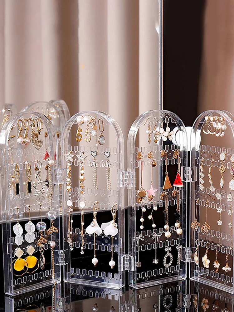 Opvouwbare Oorbellen Studs Display Rack Ketting Sieraden Plank Stand Houder Panelen Scherm Organizer Opbergdoos - afbeelding 2