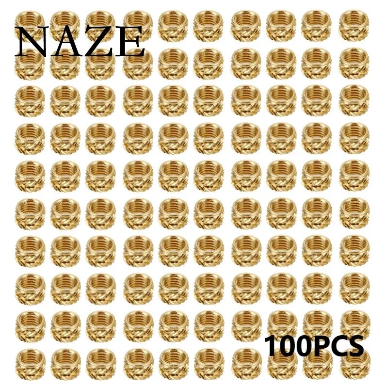 NAZE 100pcs M3 3x5x4 Thread Knurled Brass Threaded Heat Set Heat Resistant Insert Embedment Nut for 3D Printer Voron 0/0.1/2.4