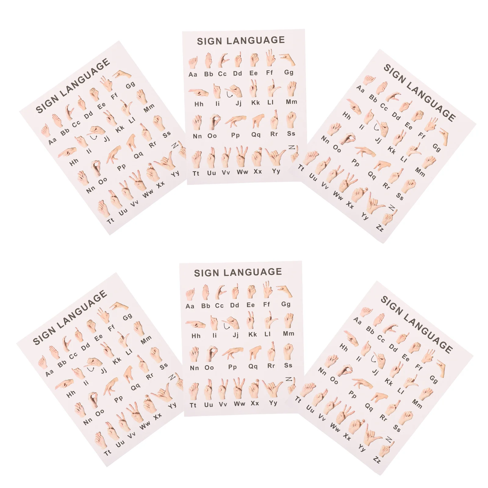 8 fogli di poster di apprendimento Asl, alfabeto linguistico dei gesti per principianti, aula, decorazione della parete di casa, grafico educativo