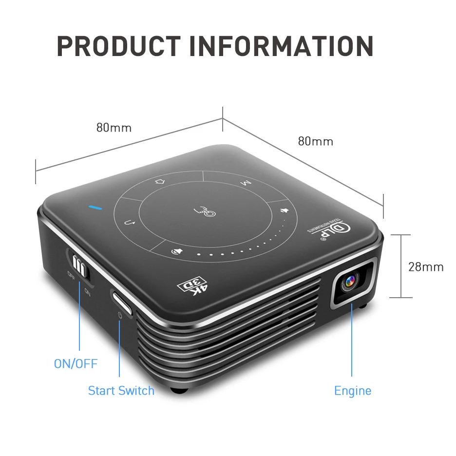 Salange P11 يدعم 4K Smart DLP Mini Android 9.0 WIFI BT HD جيب صغير أجهزة عرض محمولة فيديو متعاطي المخدرات المحمول مع بطارية