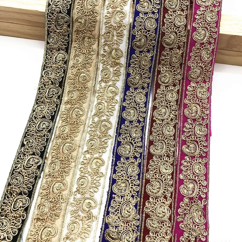 1 Yards 3cm Wide Ethnic Embroidery Ribbon Lace Trim DIY Clothes Bag Accessories