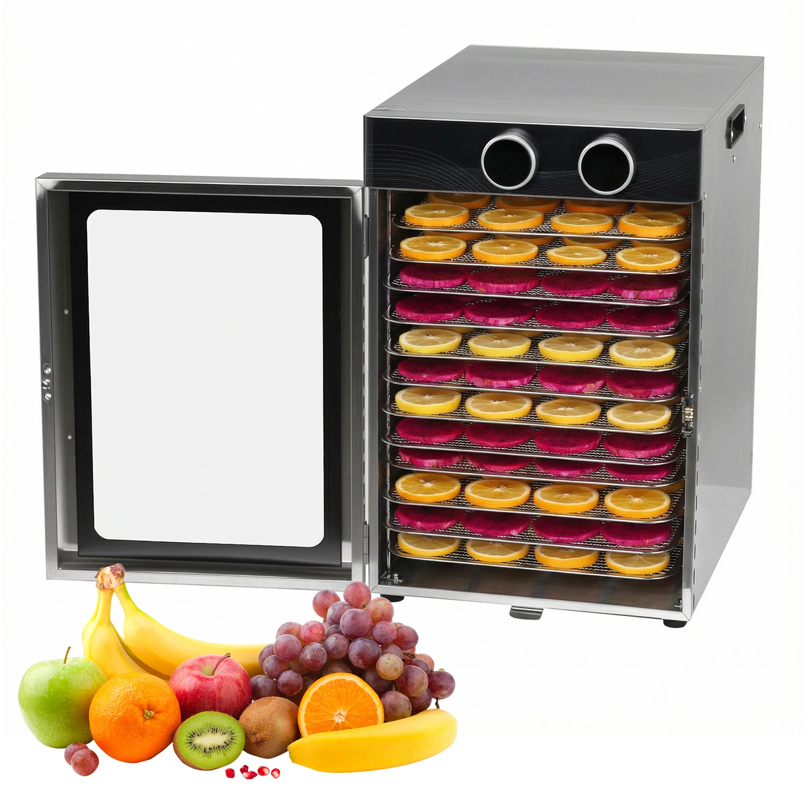 

Дегидратор для продуктов с 12 лотками из нержавеющей стали, энергоэффективная машина для сушки и обезвоживания фруктов, овощей, мяса, морепродуктов