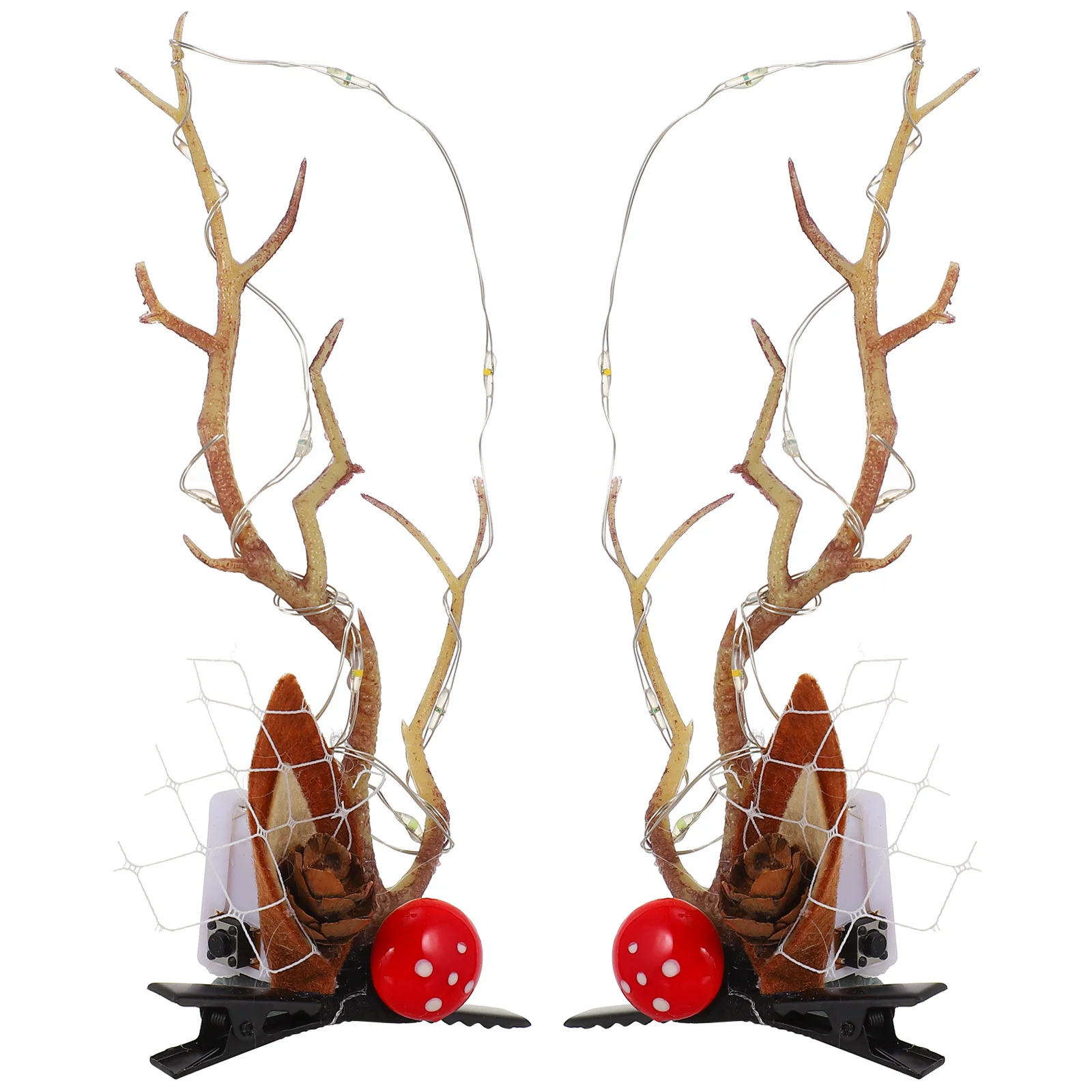 

1Pair Glowing Elk Antlers Hair Clip Christmas Reindeer Horn Barrettes Xmas Party Decoration Christmas Hair Clip