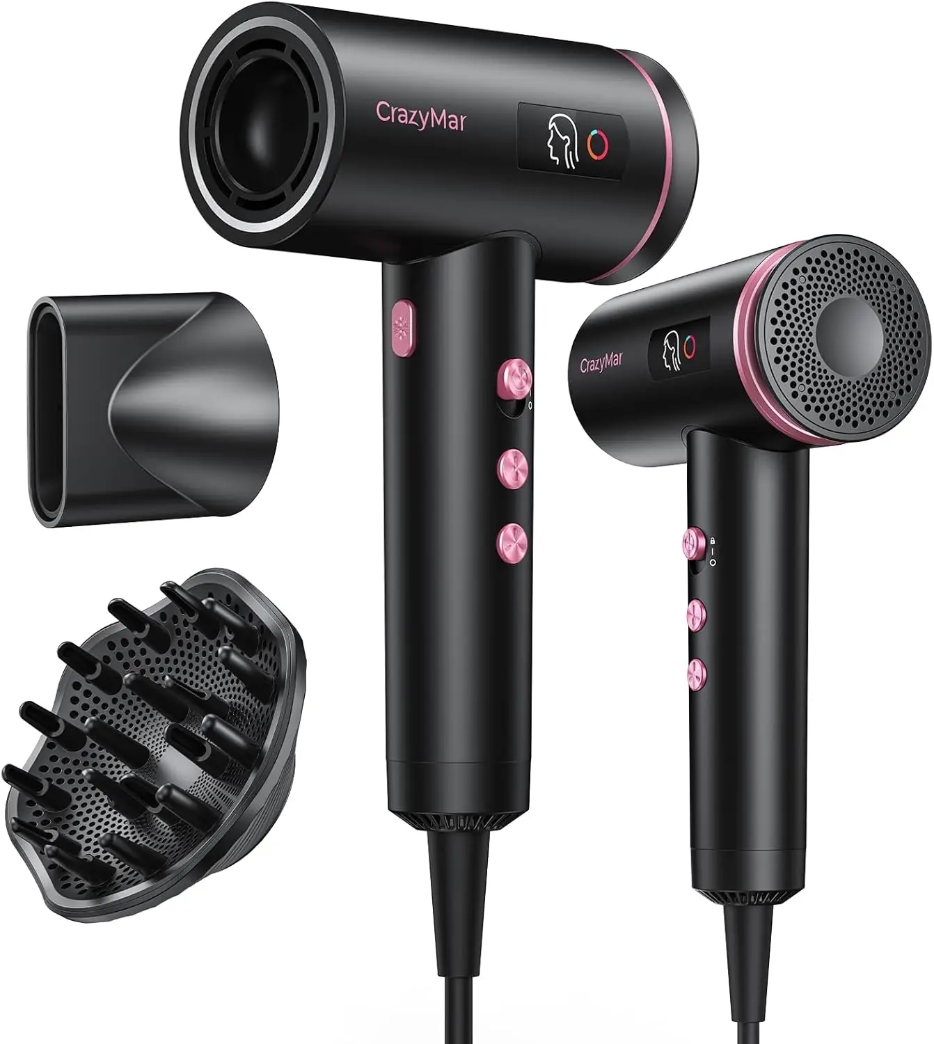 

Фен ионный 1800 Вт с 3 режимами, быстрая сушка за 2-5 минут, легкий, для дома и путешествий - розовый