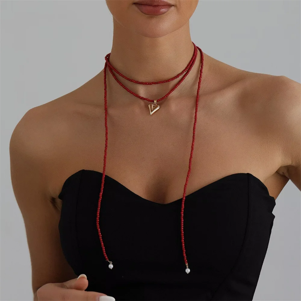 Women Multi-strand Layered Pearl Choker Y Lariat Necklace Teardrop Pearl Drop Pendant Elegant Bridal Wedding Party Neck Jewelry