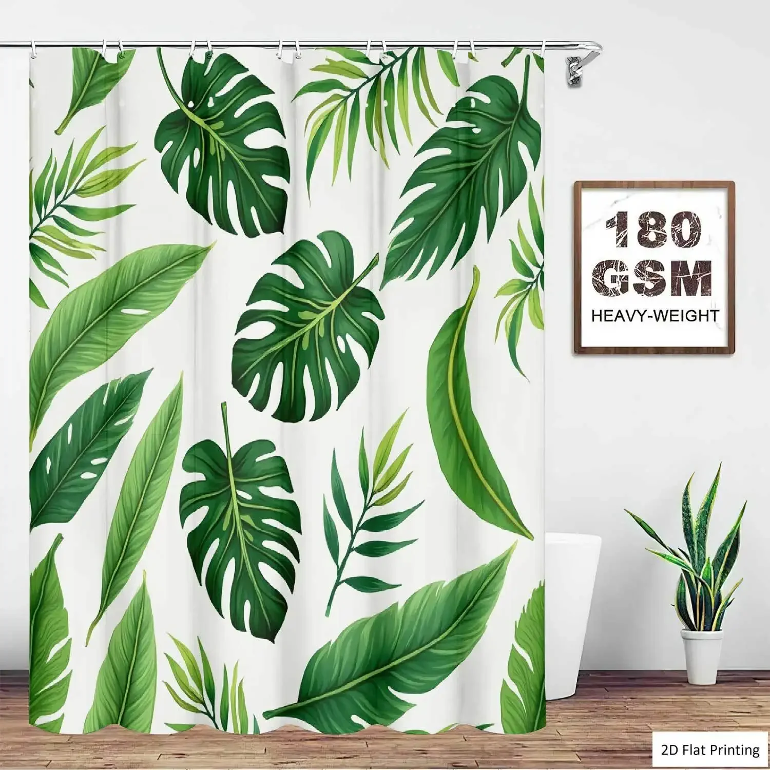 180GSM Heavyweight Waterproof Polyester Shower Curtain Rose Tulip Tropical Leaf Aztec Heart Farmhouse Spring Floral Print Bath