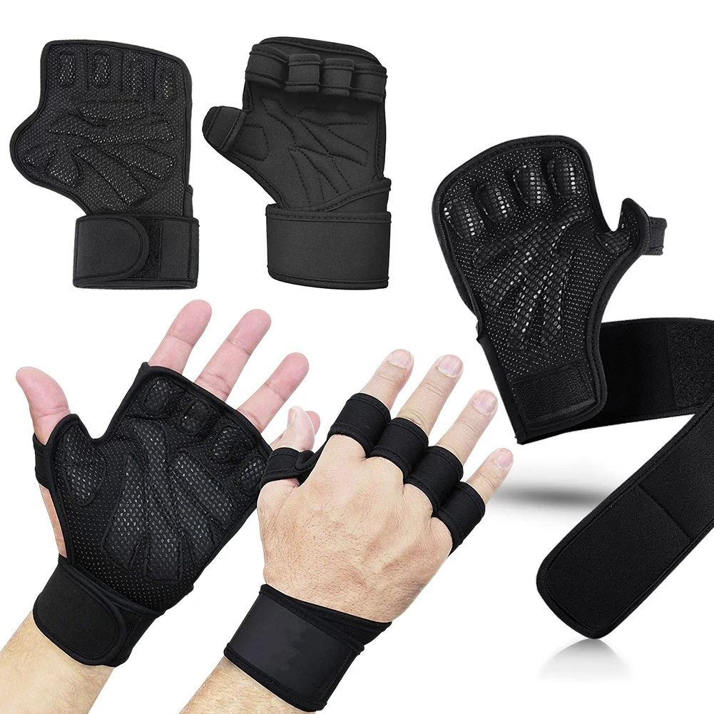 

Тренировочные перчатки для тяжелой атлетики с поддержкой запястья, тренировочные перчатки, регулируемые неопреновые перчатки для спортзала, нескользящие для мужчин и женщин