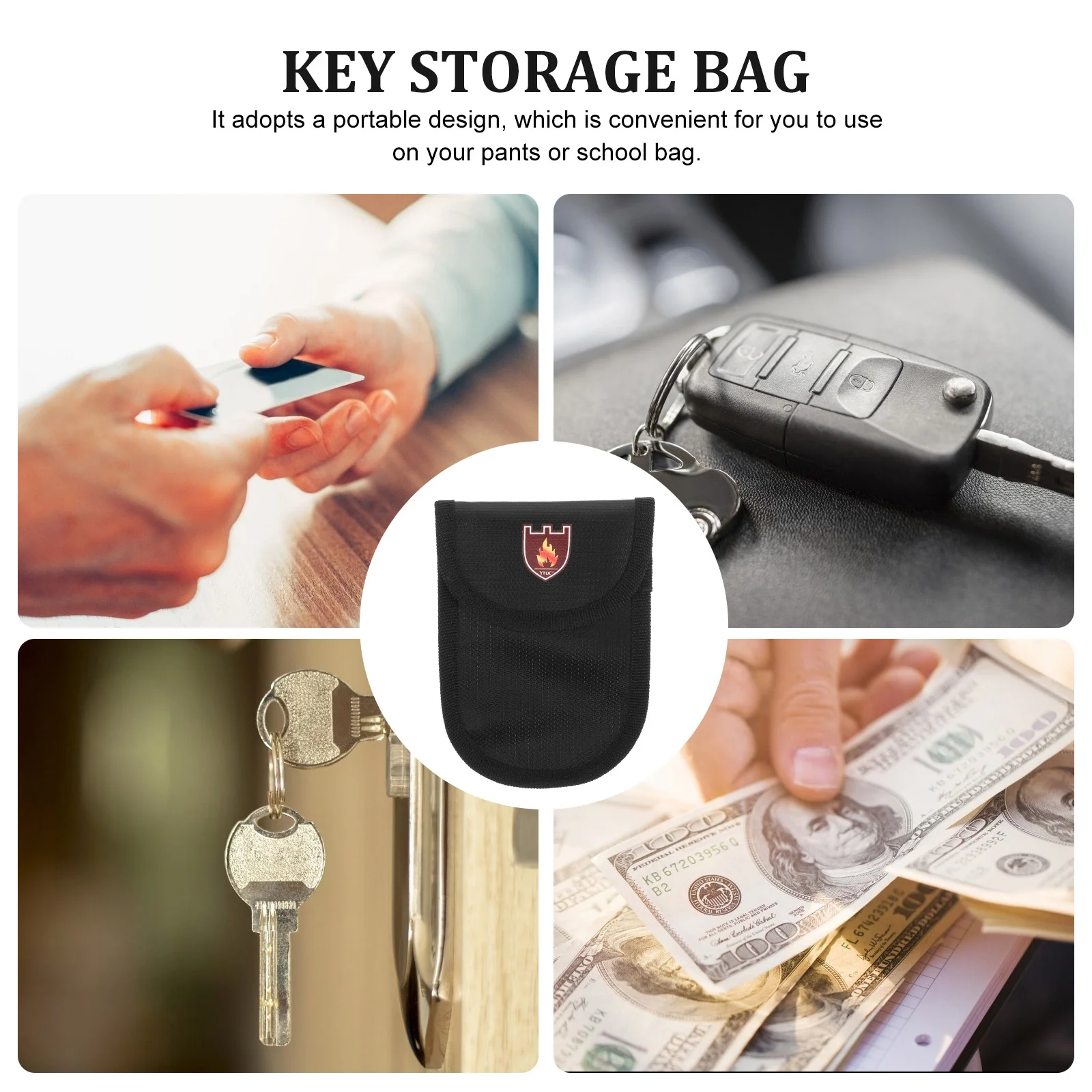 Office Bills Organizers Credit Card Pouch Safe Key Bag Water Prevent Silicone Coating Important Holder RFID Fireproof Travel