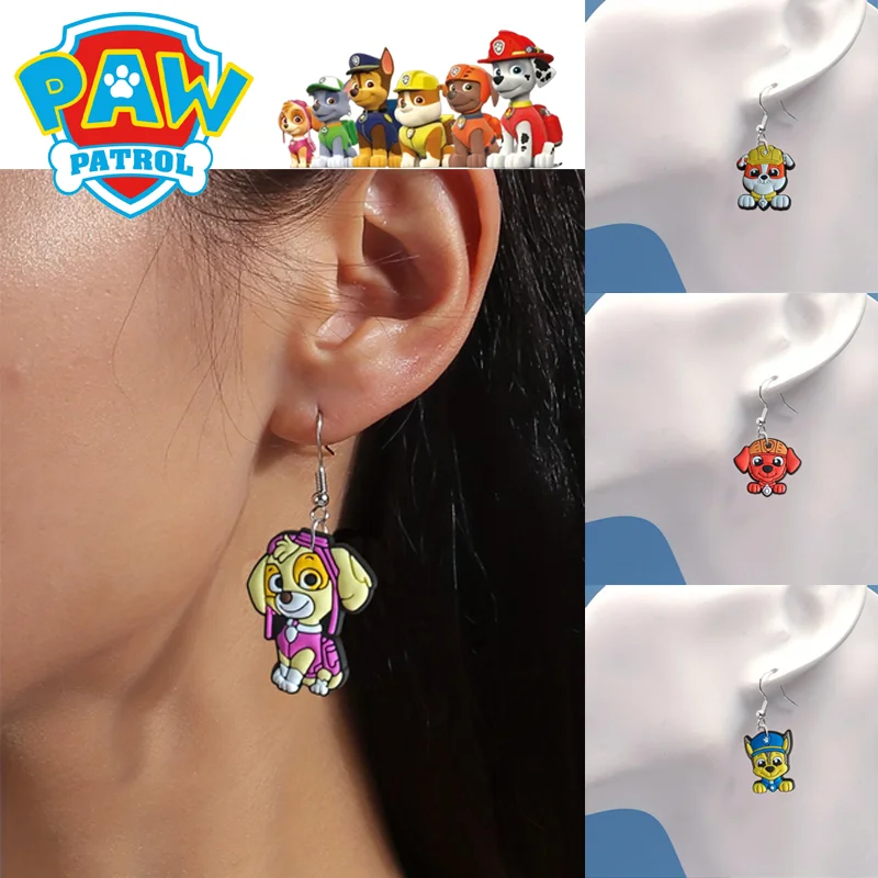 Paw Patrol Earrings Women Fashion Earring Cartoon Chase Skye Ear Hook Pendant Jewelry Kawaii Girls Earstuds Accessories Gifts