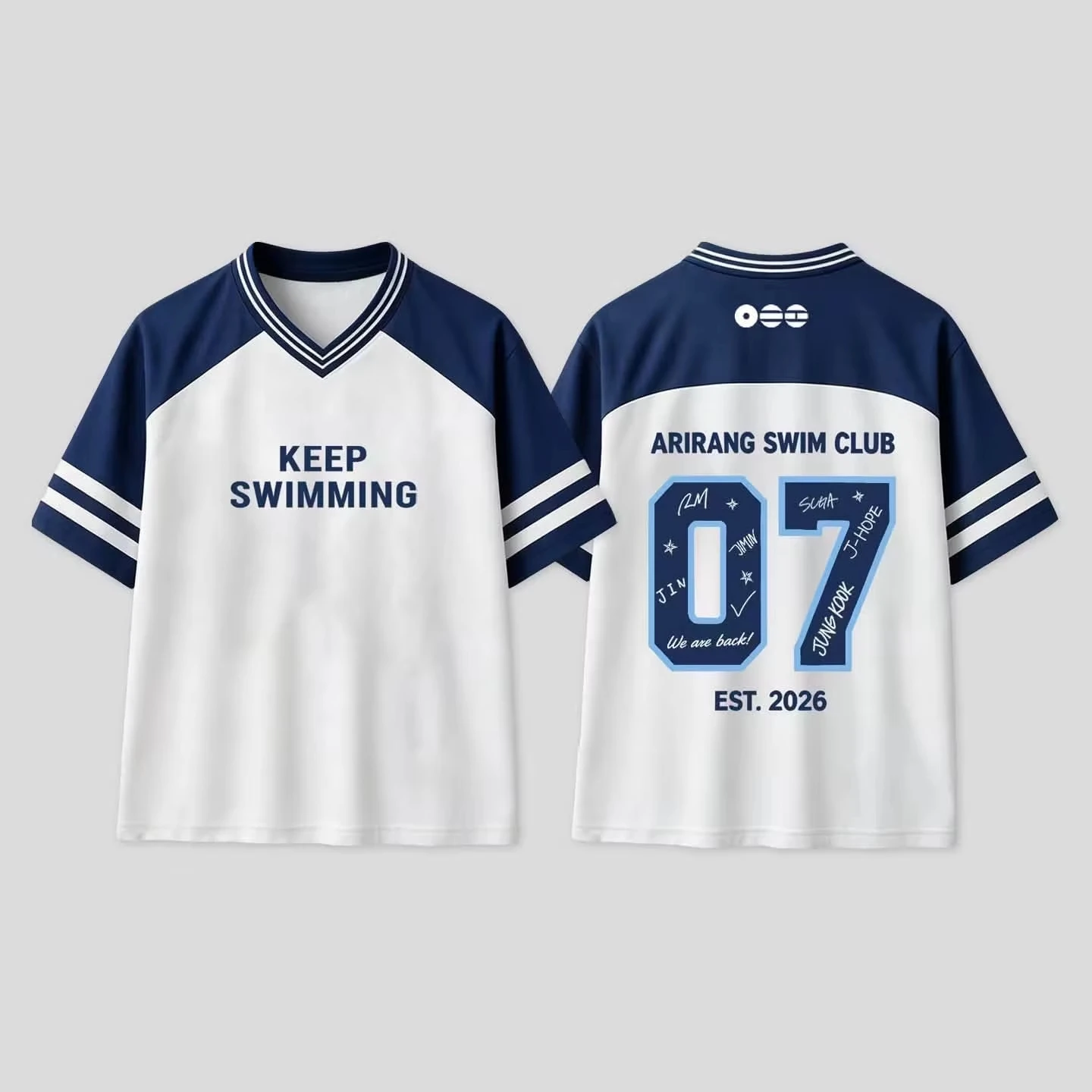 Family Matching Inspired By BTS Arirang Swim Club 07 Jersey Parent‑Child Concert Fan Supporter Short Sleeve Tee Quick‑dry Fabric
