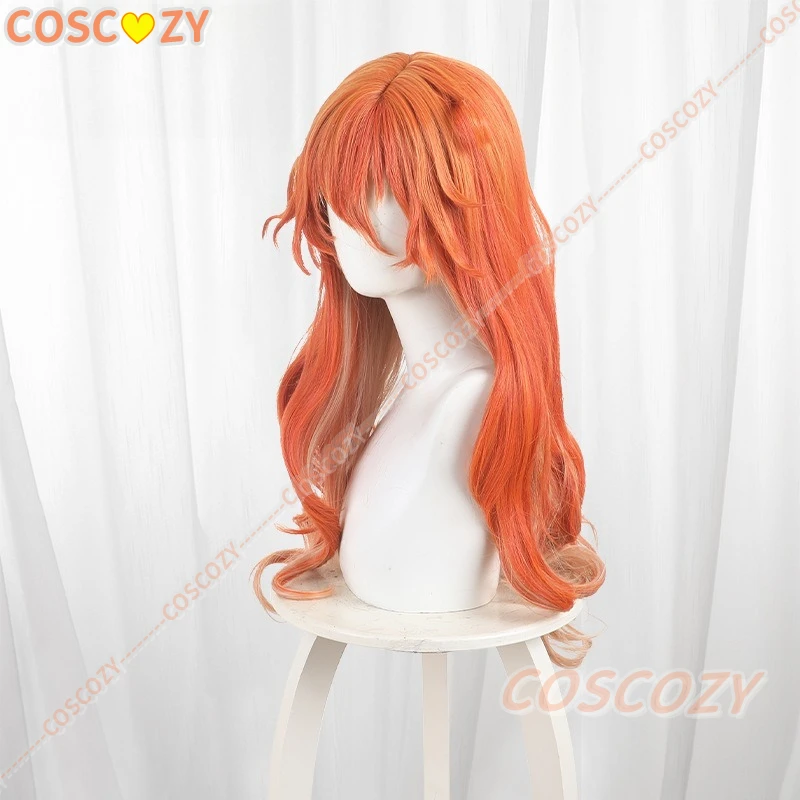 Wuthering Waves Augusta Cosplay Pruik Lang Oranje Haar Rinascita Festival Halloween Party Pruiken voor Vrouwen Meisjes Prop Gratis Pruik Cap
