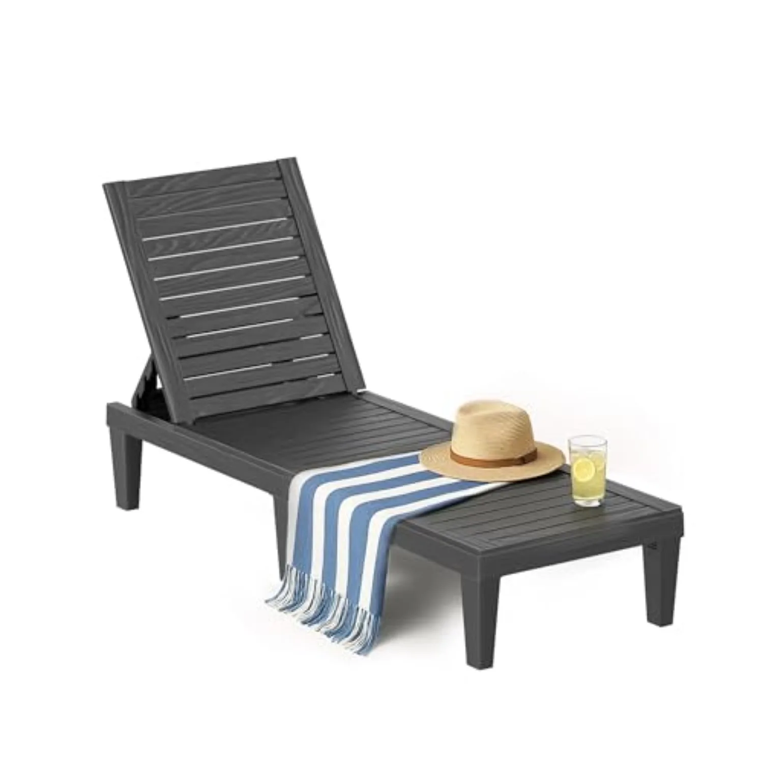 Resin Chaise Lounge Chairs with 5-Position Backrest, UV & Fade-Resistant, Waterproof for Garden, Pool, Beach & Patio