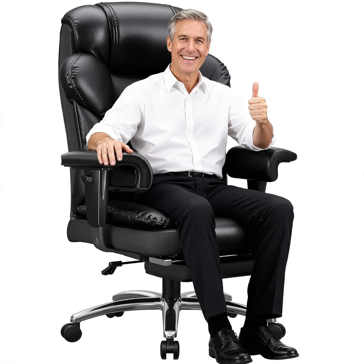 o*-Office Chair with High Back,400LBS Big and Tall Executive Leather Office Chair with Foot Rest & Arms,Wide Gaming, Customized