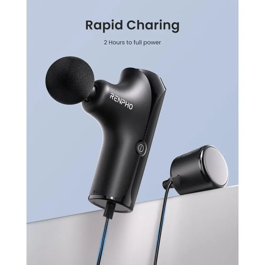 ปืนนวดมินิเทอร์โมคูลพร้อมความร้อนและความเย็น, บรรเทาอาการปวดเนื้อเยื่อลึกแบบพกพา, ปรับความเร็วได้ 5 ระดับ, ปืนนวดสำหรับเดินทางพร้อม Ca