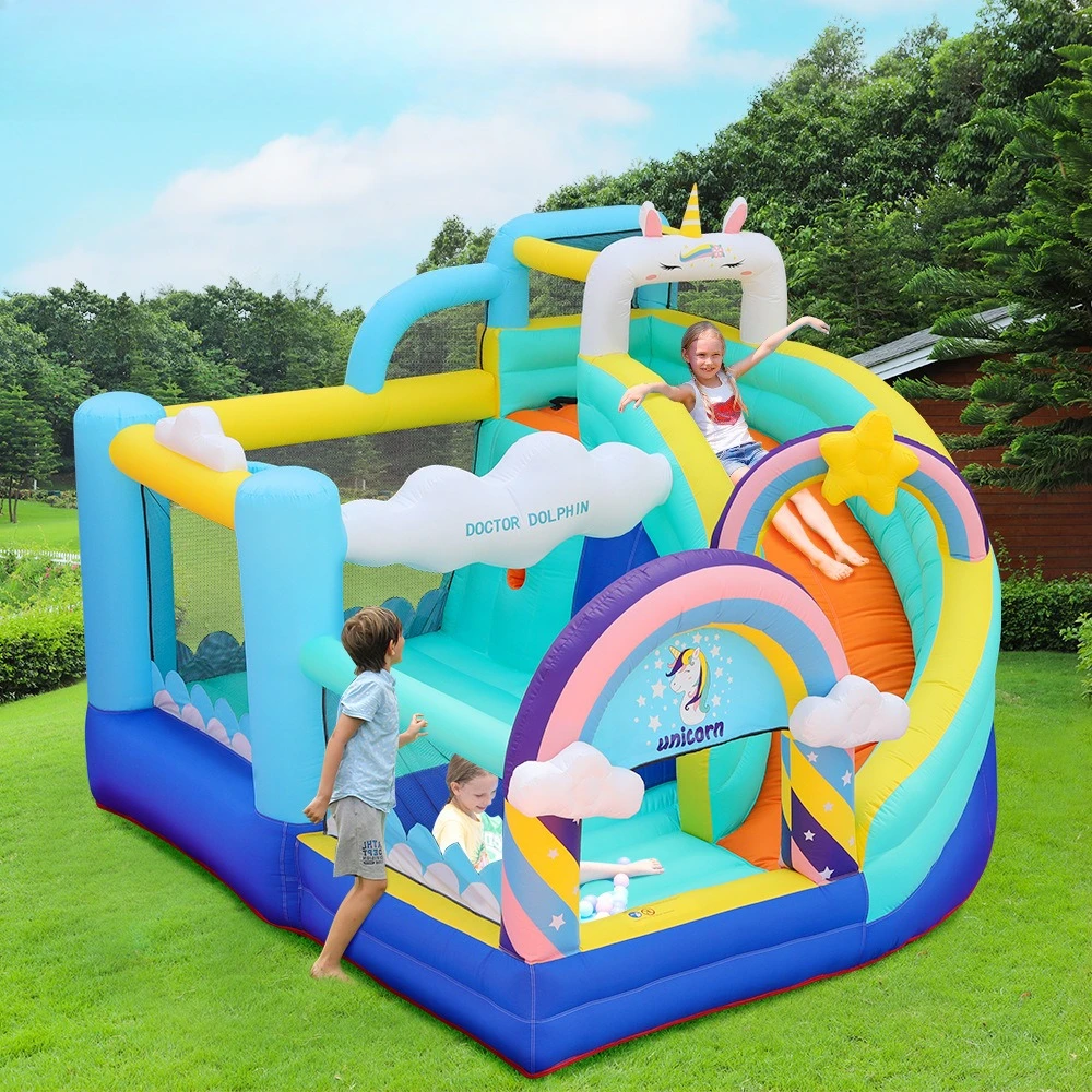Unicorn Castle Slide Small Household Children's Inflatable Trampoline Outdoor Naughty Castle Slide