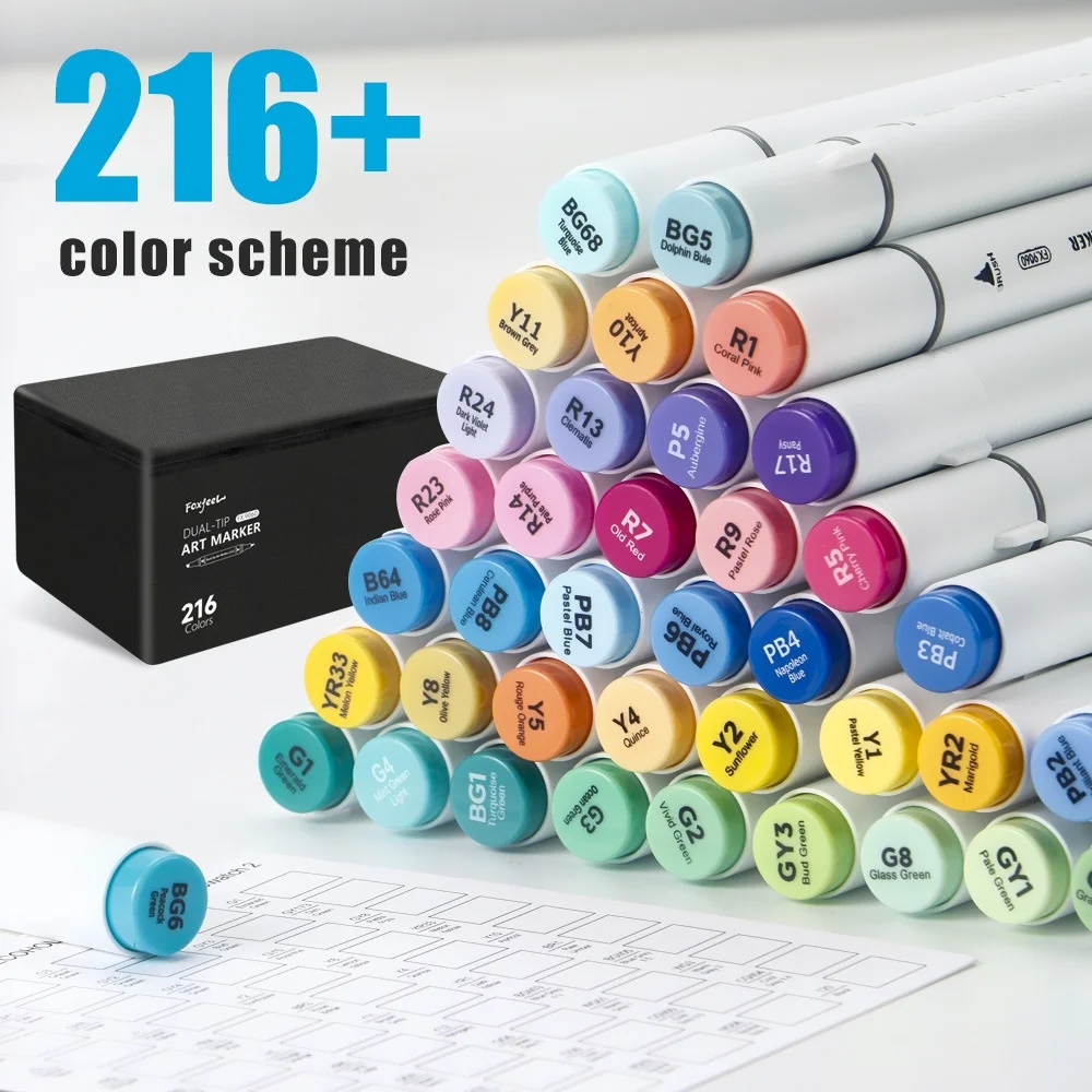 120-168Color Dual Tip Art Markers Set, Alcohol Markers for Adult Students, Professional Sketch Pens for Drawinchool Art Supplies