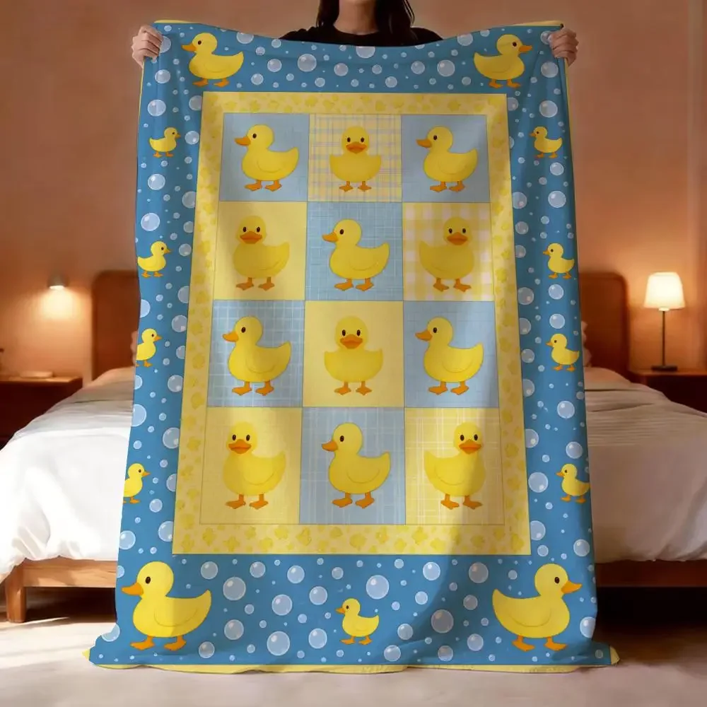 animals cute sheep duck cat Throw Lightweight 240g Flannel Blanket Soft Skin-friendly for Summer Cooling
