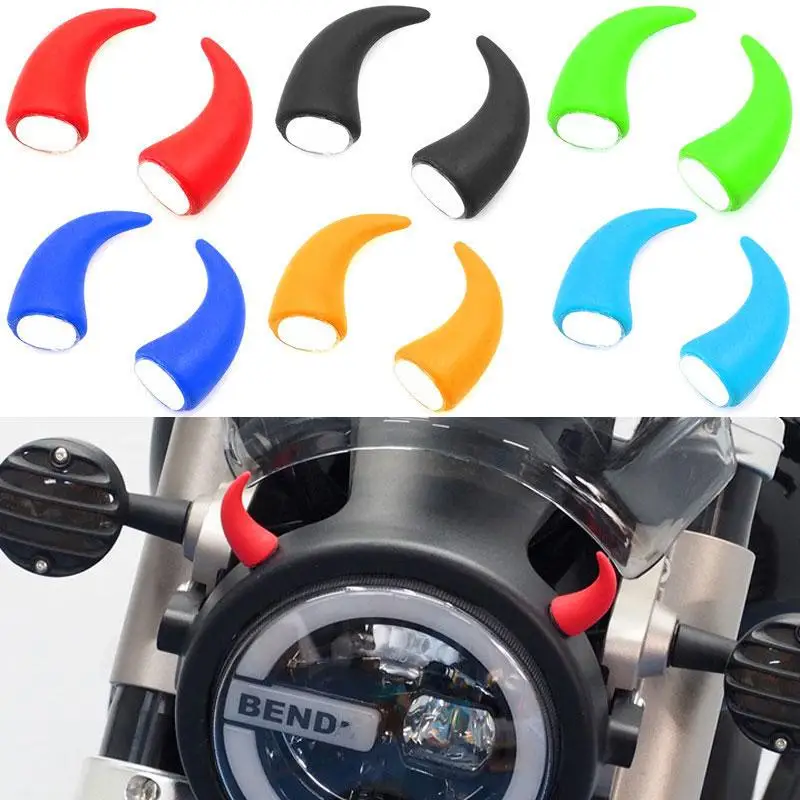 1 Pair Motorcycle Helmet Devil Horn Decorative Stickers Retro Headwear Horns Headlight Modified Accessories