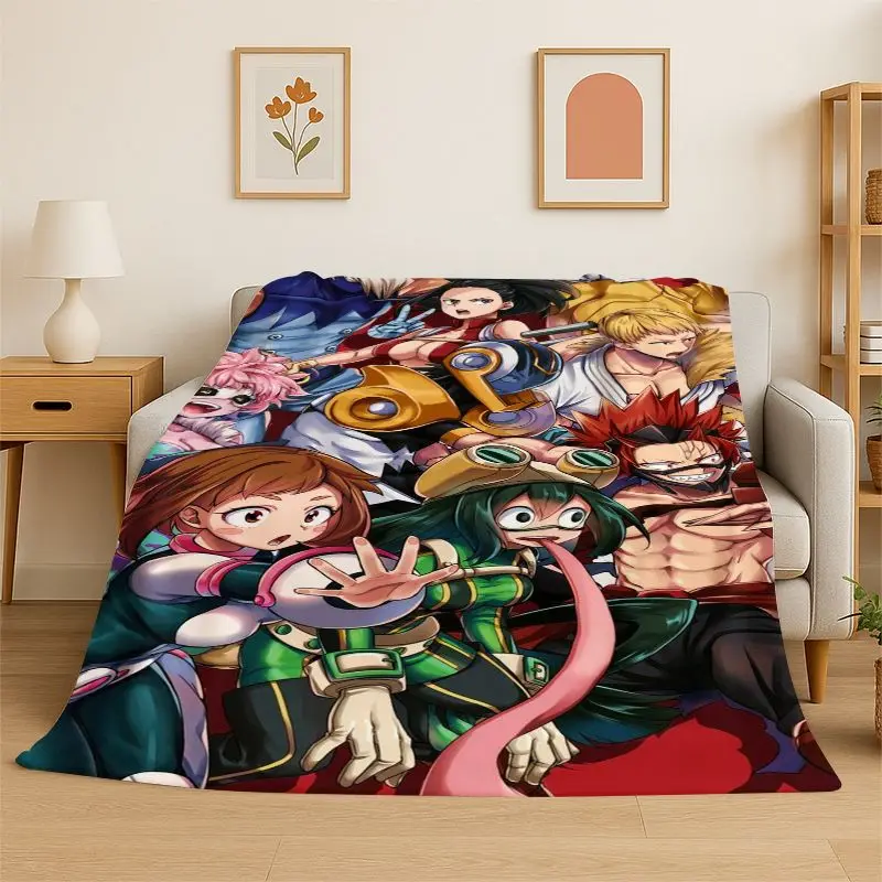 Cartoon My Hero Academia Deku Bakugou Anime Flannel Blanket Soft Warm Throw Blanket for Bedroom Living Room Bed Travel Picnic