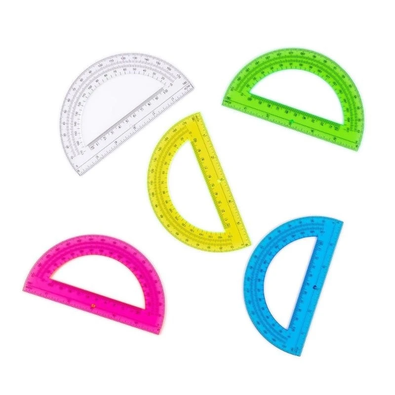 5Pcs 180 Degrees Plastic Protractor 6Inch Protractors School Office Supply K92C