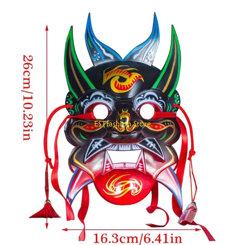 Y5GC Hand Painted Nuo Operas Mask Masquerade Mask Party Mask Aesthetic Mask Temple