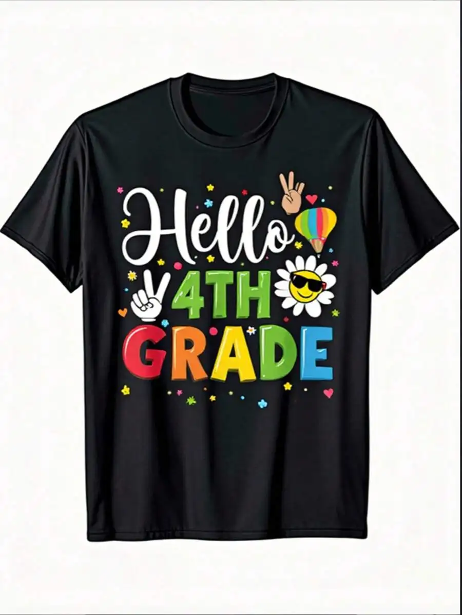 Casual Style For Both Boys And Girls Family Matching Shirts Hello 4th Grade Back To School Fall Gift For Kids