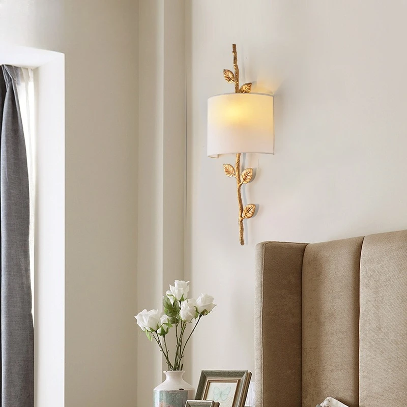 

Wall Lamp Vintage Copper Tree Branch Retro Indoor Decoration Lighting Sconce Living Room Bedroom Bedside Leaves