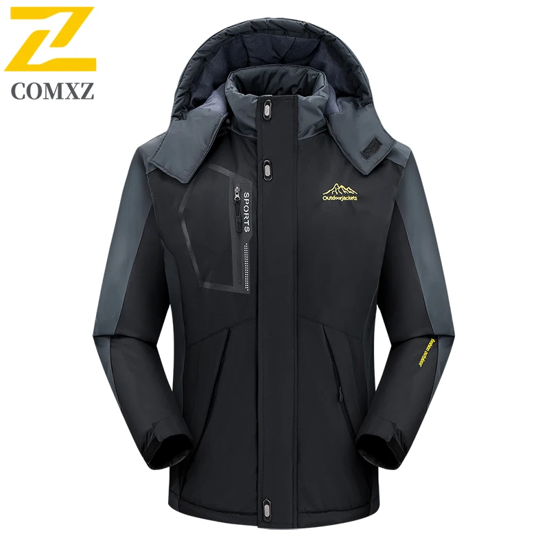 

COMXZ Мужская зимняя куртка высокого качества, ветрозащитная, водонепроницаемая, для езды на велосипеде, путешествий, кемпинга, флисовая куртка, лыжная минималистичная верхняя одежда